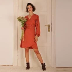 Wrap Dress Tiilli Rust Brown -Brava Clothing Shop Product ProductPropertyID 107586405