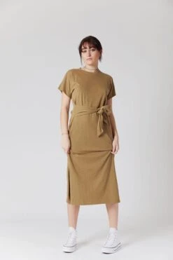 Komodo Fonda Twist Midi Dress Moss Green