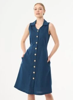 Shirt Dress Linen Organic Cotton Blue -Brava Clothing Shop Product ProductPropertyID 120553223