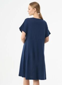 Jersey Dress Organic Cotton Linen Dark Blue -Brava Clothing Shop Product ProductPropertyID 120613676