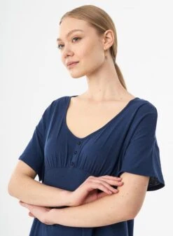 Jersey Dress Organic Cotton Linen Dark Blue -Brava Clothing Shop Product ProductPropertyID 120613678