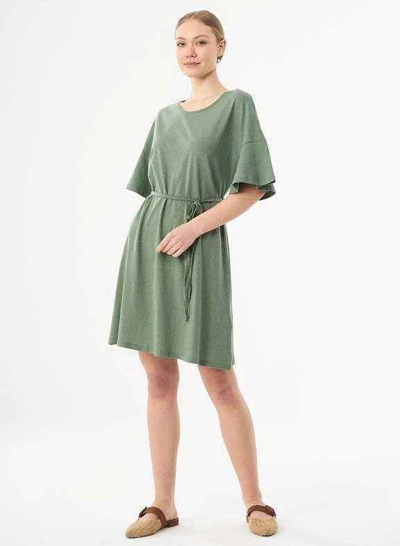 Jersey Dress Organic Cotton Linen Green 3 Jersey Dress Organic Cotton Linen Green