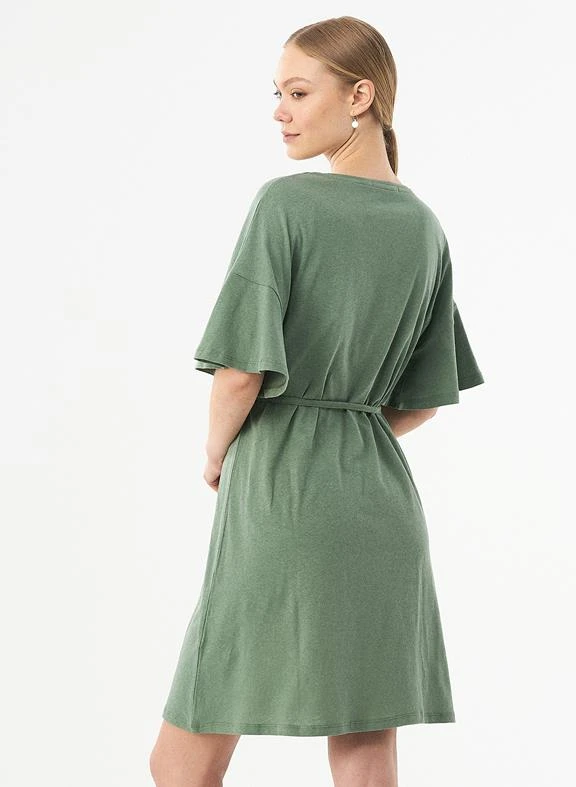 Jersey Dress Organic Cotton Linen Green 4 Jersey Dress Organic Cotton Linen Green - Image 2