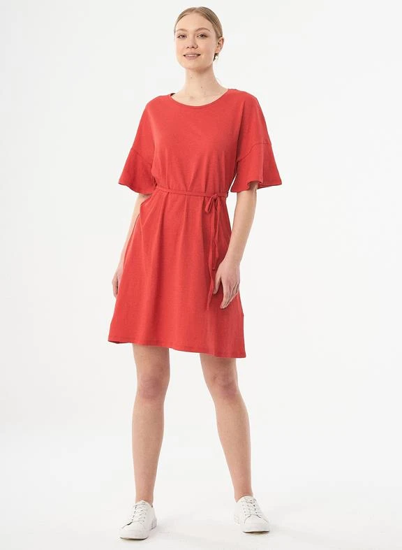 Jersey Dress Organic Cotton Linen Red 2 Jersey Dress Organic Cotton Linen Red