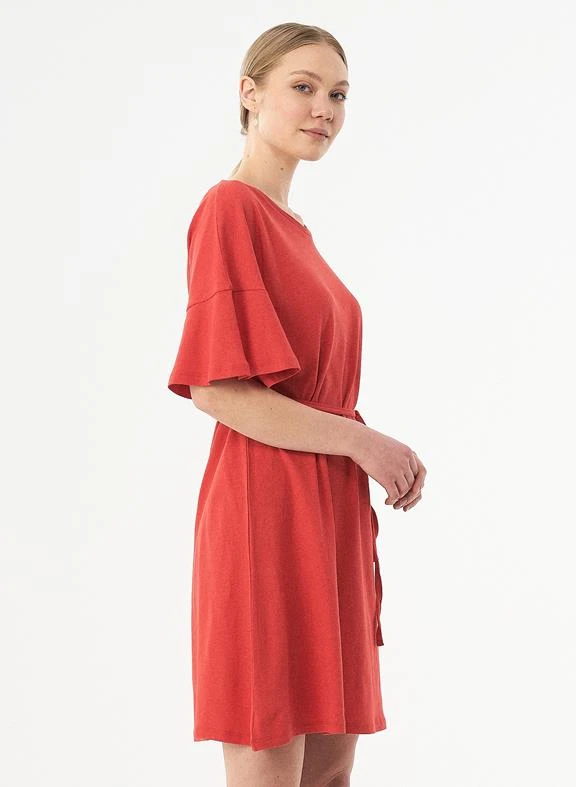 Jersey Dress Organic Cotton Linen Red 3 Jersey Dress Organic Cotton Linen Red - Image 2