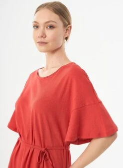 Jersey Dress Organic Cotton Linen Red 9 Jersey Dress Organic Cotton Linen Red -Brava Clothing Shop Product ProductPropertyID 120613865