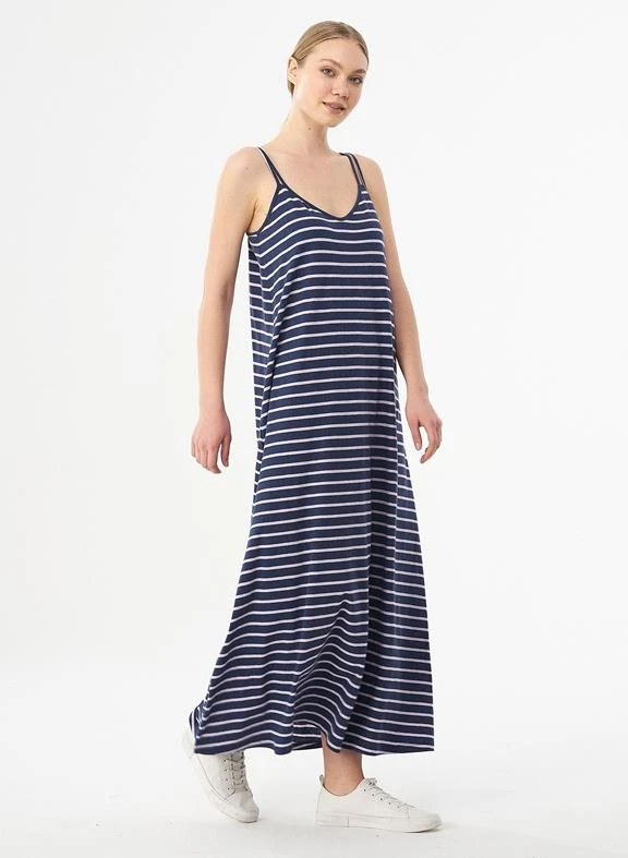 Striped Jersey Maxi-Dress Navy 6 Striped Jersey Maxi-Dress Navy - Image 4