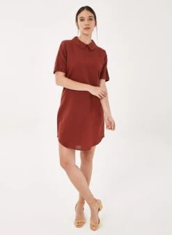 Dress Linen Mix Collar Brown -Brava Clothing Shop Product ProductPropertyID 121728493
