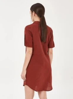 Dress Linen Mix Collar Brown -Brava Clothing Shop Product ProductPropertyID 121728494