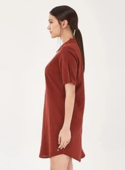 Dress Linen Mix Collar Brown -Brava Clothing Shop Product ProductPropertyID 121728495