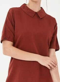 Dress Linen Mix Collar Brown -Brava Clothing Shop Product ProductPropertyID 121728496