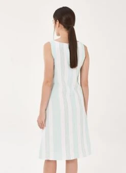 Dress Linen Blend Stripes Green White -Brava Clothing Shop Product ProductPropertyID 121728516