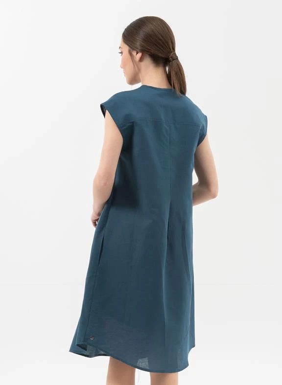 Dress V Neck Blue 6 Dress V Neck Blue - Image 4