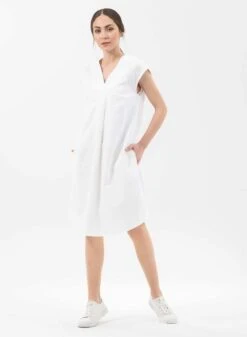 Midi Dress V-Hals White -Brava Clothing Shop Product ProductPropertyID 122118072