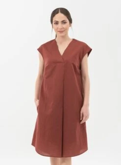 Midi Dress V-Hals Brown
