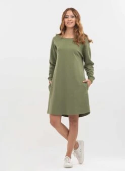 Sweat Dress With Pockets Khaki -Brava Clothing Shop Product ProductPropertyID 122854476