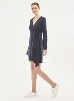 Tencel Wrap Dress Navy -Brava Clothing Shop Product ProductPropertyID 122854649