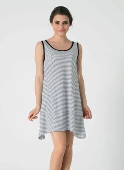 Sleeveless Striped Dress Black White