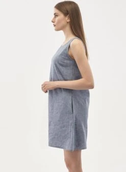 Denim Look Linen Mix Dress -Brava Clothing Shop Product ProductPropertyID 124597748