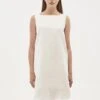 Linen Blend Dress With Boat Neckline 1 Linen Blend Dress With Boat Neckline -Brava Clothing Shop Product ProductPropertyID 124597756