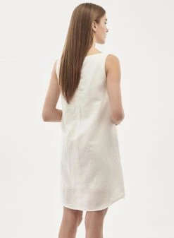 Linen Blend Dress With Boat Neckline -Brava Clothing Shop Product ProductPropertyID 124597759