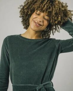 Brava Fabrics Corduroy Belted Dress Forest Green -Brava Clothing Shop Product ProductPropertyID 124716823