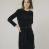 Brava Fabrics Corduroy Belted Dress Black