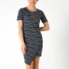 Striped Bodycon Dress Asymmetrical Hemline -Brava Clothing Shop Product ProductPropertyID 124717560