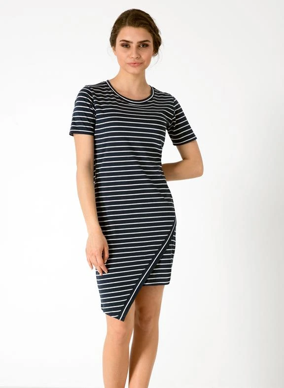 Striped Bodycon Dress Asymmetrical Hemline 3 Striped Bodycon Dress Asymmetrical Hemline