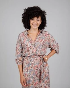 Brava Fabrics Dress Aster Flowers Brown -Brava Clothing Shop Product ProductPropertyID 130439838