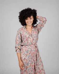 Brava Fabrics Dress Aster Flowers Brown -Brava Clothing Shop Product ProductPropertyID 130439842