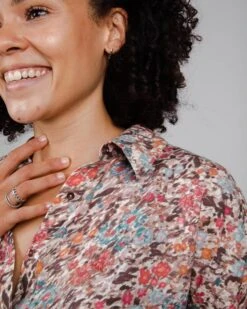 Brava Fabrics Dress Aster Flowers Brown -Brava Clothing Shop Product ProductPropertyID 130439843