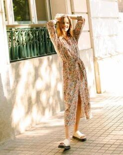 Brava Fabrics Dress Aster Flowers Brown -Brava Clothing Shop Product ProductPropertyID 130439844