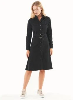 Shirt Dress Organic Cotton Blend Black