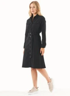Shirt Dress Organic Cotton Blend Black -Brava Clothing Shop Product ProductPropertyID 132192388