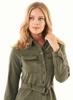 Shirt Dress Organic Cotton Mix Olive -Brava Clothing Shop Product ProductPropertyID 132192399