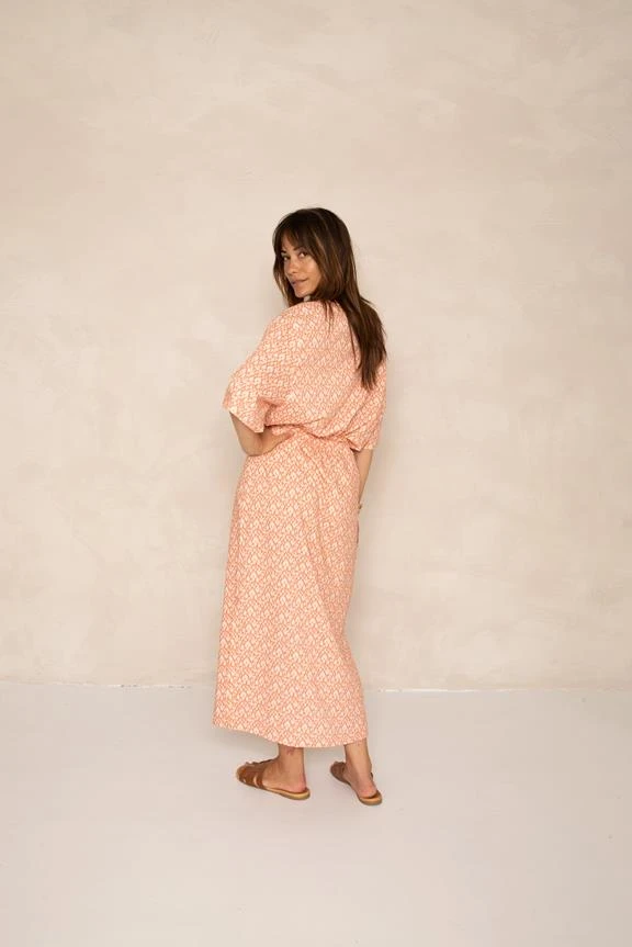Dress Vibha Ikat Peach Orange 4 Dress Vibha Ikat Peach Orange - Image 2
