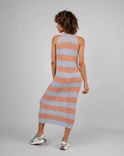 Brava Fabrics Dress Knitted Long Stripes Orangine Blue & Orange -Brava Clothing Shop Product ProductPropertyID 145164191