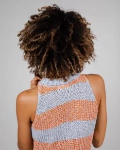 Brava Fabrics Dress Knitted Long Stripes Orangine Blue & Orange -Brava Clothing Shop Product ProductPropertyID 145164193