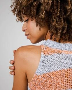 Brava Fabrics Dress Knitted Long Stripes Orangine Blue & Orange -Brava Clothing Shop Product ProductPropertyID 145164194