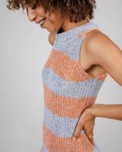 Brava Fabrics Dress Knitted Long Stripes Orangine Blue & Orange -Brava Clothing Shop Product ProductPropertyID 145164195