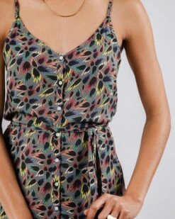 Brava Fabrics Strap Dress Flames Ecru -Brava Clothing Shop Product ProductPropertyID 149378123