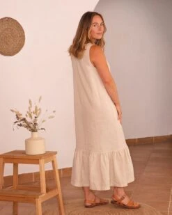 Dress Frill Almond Beige -Brava Clothing Shop Product ProductPropertyID 151320001