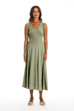 Dress Sleeveless Veronika Khaki Green