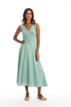 Dress Sleeveless Veronika Cameo Green