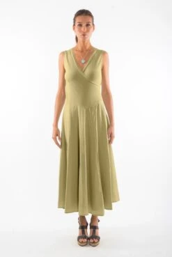 Dress Sleeveless Veronika Dark Aloe Green