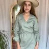 Wrap Dress Linen Green -Brava Clothing Shop Product ProductPropertyID 157711537