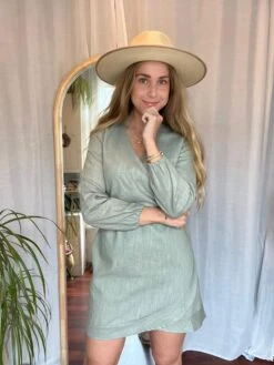 Wrap Dress Linen Green 7 Wrap Dress Linen Green -Brava Clothing Shop Product ProductPropertyID 157711539