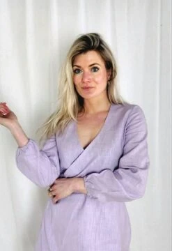 Wrap Dress Linen Lilac