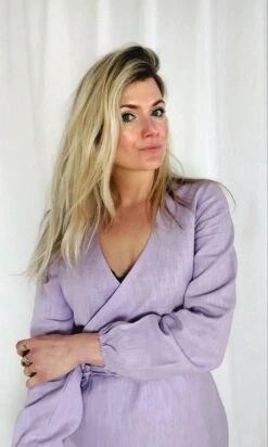 Wrap Dress Linen Lilac -Brava Clothing Shop Product ProductPropertyID 157711547